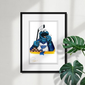 St. Louis Blues Cookie Monster Sketch Print - NHL und Sesamstraße Lizenzierte Limitierter Kunst Wand Dekor Poster Druck von S. Preston