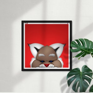 Minimalist D. Baxter Bobcat - Arizona DBacks Mascot - MLB Licensed Limited Edition Peeker Art Poster Print Wall Decor by S. Preston