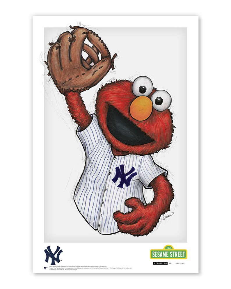 New York Yankees Elmo Sketch Print - MLB and Sesame Street Licensed ...