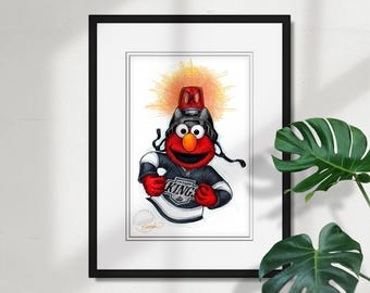 Los Angeles Kings Elmo Print - NHL & Sesame Street Licensed Art by S. Preston