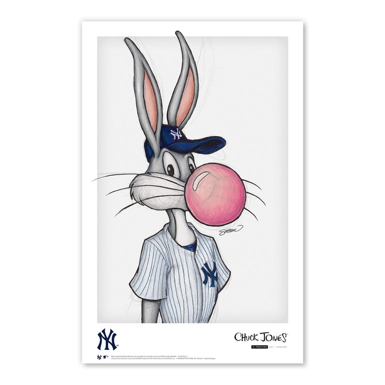 Bugs Bunny New York Yankees Sketch Print - MLB and Looney Tunes ...