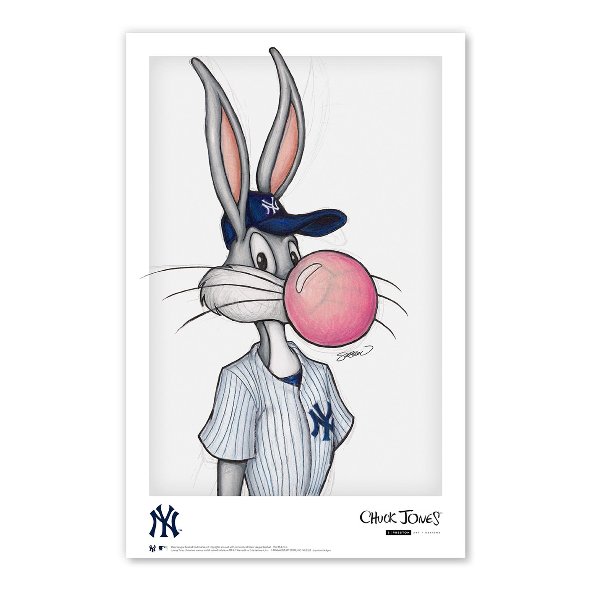 Bugs Bunny New York Yankees Sketch Print - MLB and Looney Tunes ...