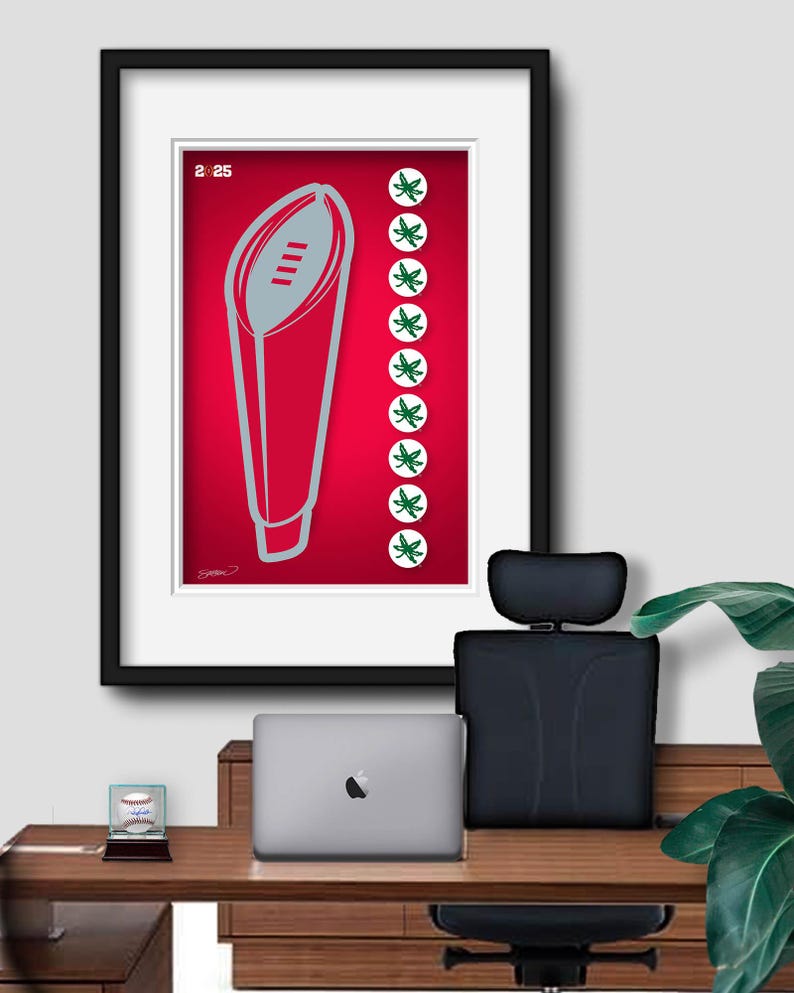 Ohio State Buckeyes Minimalistiska College Football Playoff 2024 Champions - Licensierad Ohio State Art Print Väggdekor av S. Preston bild 6