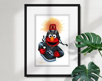 Utah Mammoths Elmo Print - NHL & Sesame Street Licensed Art by S. Preston