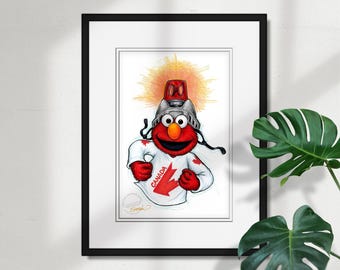 Hockey Canada Elmo Print - Canada & Sesame Street Limited Edition Art by S. Preston