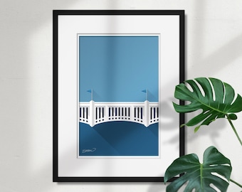 New York Yankees Minimalist Yankee Stadion - MLB Lizenzierte Kunst Poster Druck Wand dekor von S. Preston - Geschenk zum Vatertag