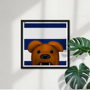 Póster de arte minimalista de edición limitada de la mascota Nittany Lion Peeker, decoración de pared de S. Preston