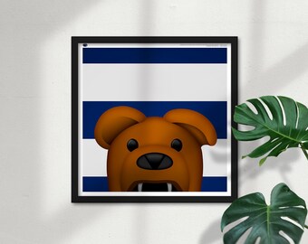 Póster de arte minimalista de edición limitada de la mascota Nittany Lion Peeker, decoración de pared de S. Preston