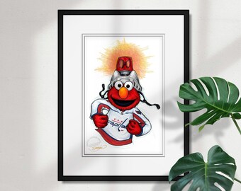 Washington Capitals Elmo Print - NHL & Sesame Street Licensed Limited Edition Art by S. Preston