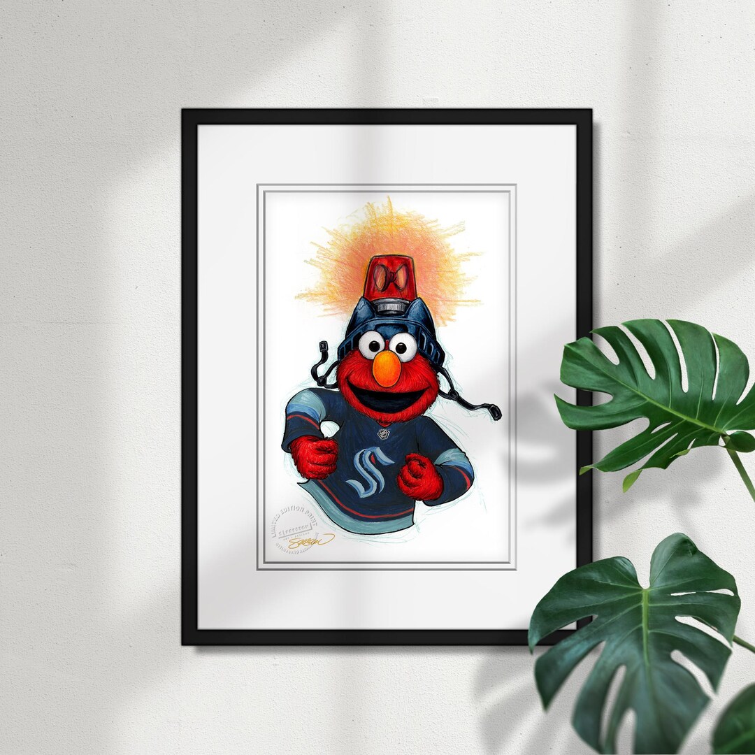 Seattle Kraken Elmo Print - Sesame Street Licensed Limited Edition Art ...