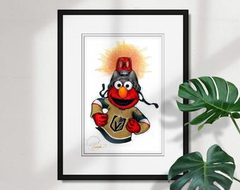 Vegas Golden Knights Elmo Print - NHL & Sesame Street Licensed Limited Edition Art by S. Preston