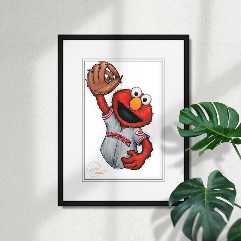 Cincinnati Reds Elmo Sketch Print - MLB and Sesame Street Licensed ...