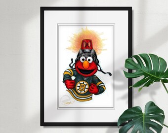 Boston Bruins Elmo Print - NHL & Sesame Street Licensed Art by S. Preston