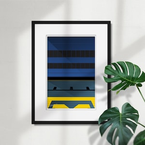 Minimalist Michigan Stadium - University of Michigan Wolverines Fine Art Print Poster by S. Preston - College Home Wall Decor
