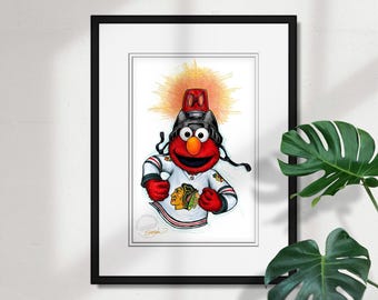 Chicago Blackhawks Elmo Print - NHL & Sesame Street Licensed Limited Edition Art by S. Preston