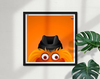 Minimalist Gritty Square Poster Print Philadelphia Flyers Mascot - NHL Licensed Limited Edition Peeker Art Wall Decor by S. Preston