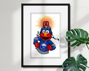 Buffalo Sabres Elmo Print - NHL & Sesame Street Licensed Art by S. Preston