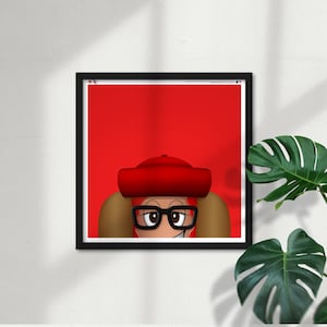 Minimalistischer Ketchup - Cleveland Guardians Maskottchen - MLB Lizenzierte Limitierte Peeker Art Wanddekoration Quadrat Poster Druck von S. Preston