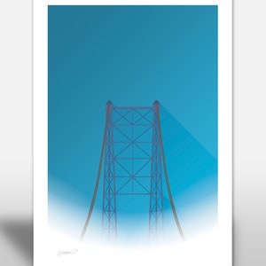 Minimalist Hope Memorial Bridge - Décoration murale Boston, impression poster par S. Preston