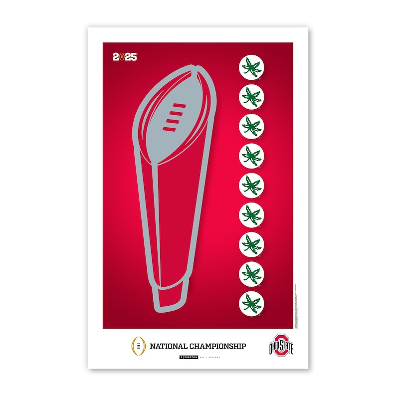 Ohio State Buckeyes Minimalistiska College Football Playoff 2024 Champions - Licensierad Ohio State Art Print Väggdekor av S. Preston bild 2