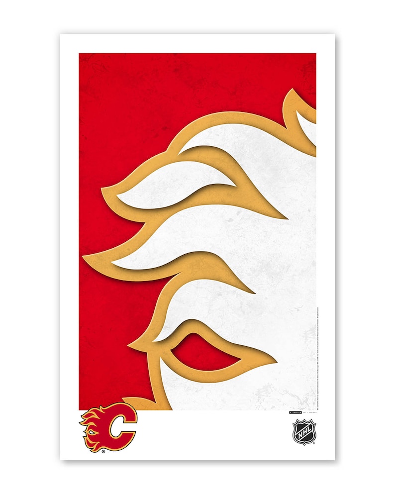 Minimalist Calgary Flames Logo - NHL Logo Art Print - Etsy