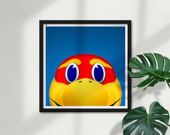Minimalist Big Jay - Kansas Jayhawks Mascot - KU Licensed Limited Edition Peeker Art Wall Decor Square Poster Print by S. Preston