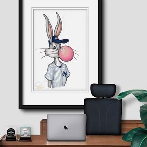 Bugs Bunny New York Yankees Sketch Print - MLB and Looney Tunes ...