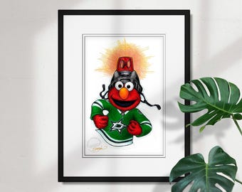Dallas Stars Elmo Print - NHL & Sesame Street Licensed Limited Edition Art by S. Preston