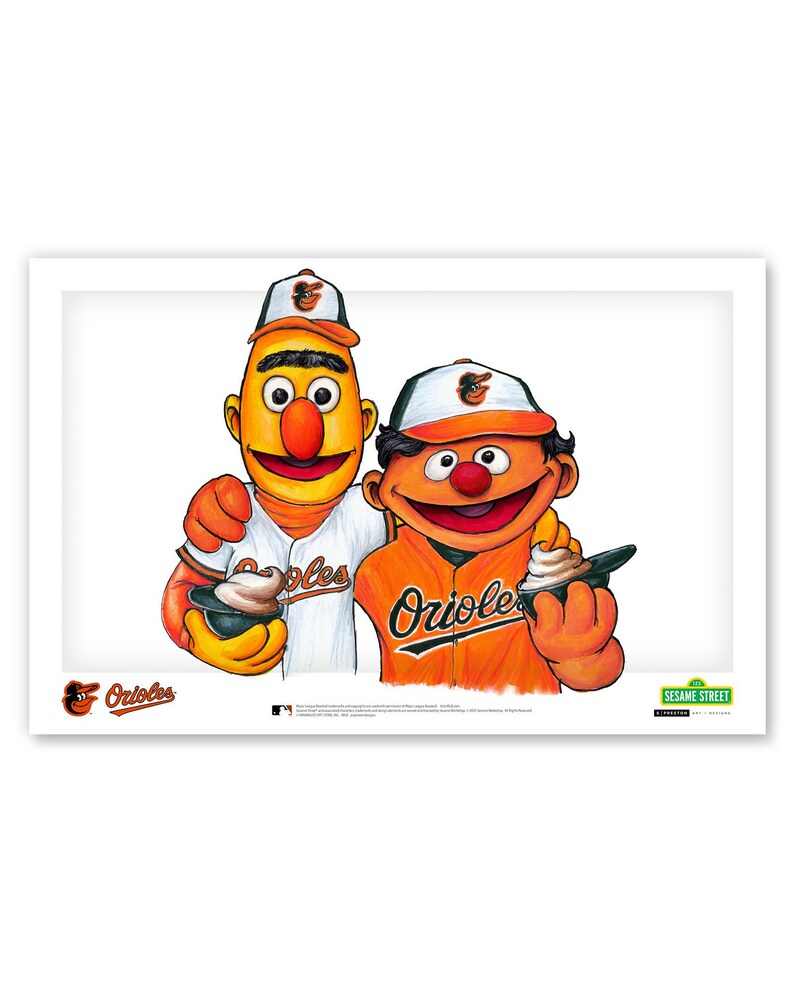 Baltimore Orioles Bert and Ernie Sketch Print - MLB and Sesame Street ...