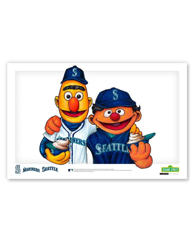 Seattle Mariners Bert and Ernie Sketch Print - MLB and Sesame Street ...