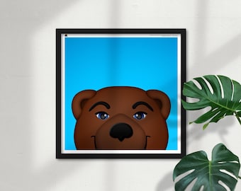 Minimalist Joe Bruin Peeker - UCLA Bruins Mascot - College Licensed Limited Edition Art Poster Print Wall Decor by S. Preston