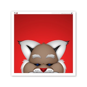 Minimalist D. Baxter Bobcat - Arizona DBacks Mascot - MLB Licensed Limited Edition Peeker Art Poster Print Wall Decor by S. Preston