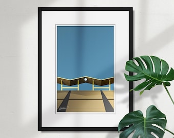 Minimalistischer Dodger Stadium Fine Art Print - Los Angeles Dodgers Stadion Poster Druck