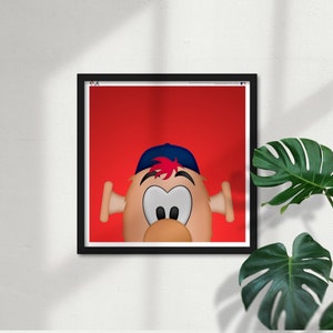 Minimalistischer Blooper – Maskottchen der Atlanta Braves – MLB-lizenzierte Limited Edition Peeker Art Wanddekoration, quadratischer Posterdruck von S. Preston