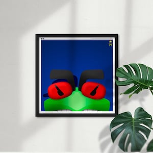 Minimalist Stinger Square Poster Print Columbus Blue Jackets Mascot - NHL Licensed Limited Edition Peeker Art Wall Decor by S. Preston