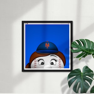 Minimalist Mrs. Met - New York Mets Mascot - MLB Licensed Limited Edition Art Poster Print Wall Decor by S. Preston