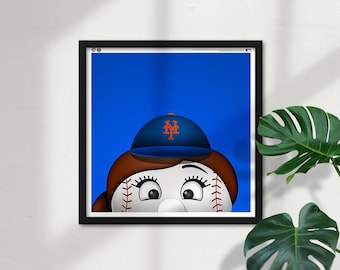 Minimalist Mrs. Met - New York Mets Mascot - MLB Licensed Limited Edition Art Poster Print Wall Decor by S. Preston