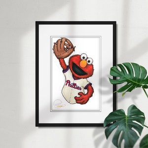 Philadelphia Phillies Elmo Sketch Print - MLB en Sesamstraat gelicentieerd Limited Edition Art Wall Decor Poster Print door S. Preston