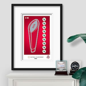 Ohio State Buckeyes Minimalistiska College Football Playoff 2024 Champions - Licensierad Ohio State Art Print Väggdekor av S. Preston 11x17 inches