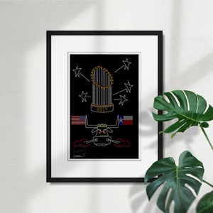 Houston Astros Minimalist World Series 2017 - Impressão de pôster de arte licenciada pela MLB para decoração de parede por S. Preston