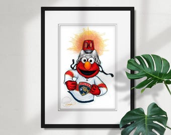 Florida Panthers Elmo Print - Sesame Street Licensed Limited Edition Art by S. Preston