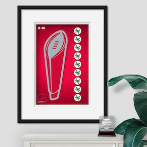 Ohio State Buckeyes Minimalistiska College Football Playoff 2024 Champions - Licensierad Ohio State Art Print Väggdekor av S. Preston 14x20 inches