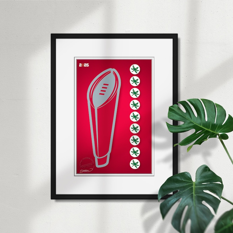 Ohio State Buckeyes Minimalistiska College Football Playoff 2024 Champions - Licensierad Ohio State Art Print Väggdekor av S. Preston bild 1