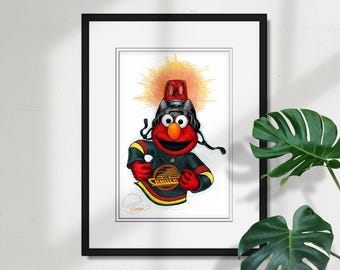 Vancouver Canucks Elmo Print - NHL & Sesame Street Licensed Art by S. Preston