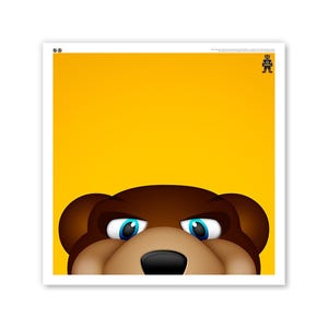 Minimalist Blades Square Poster Print Boston Bruins Mascot - NHL Licensed Limited Edition Peeker Art Wall Decor by S. Preston