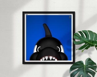 Minimalist Fin Square Poster Print Vancouver Canucks Mascot - NHL Licensed Limited Edition Peeker Art Wall Decor by S. Preston