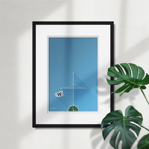 Minimalist Wrigley Field - Ballpark Art Print - Chicago Cubs (W Flag)- Sports Fathers Day Gift