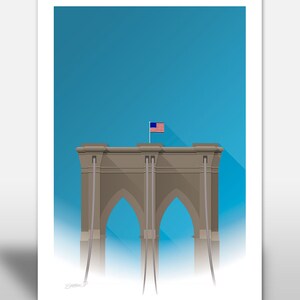 Minimalist Brooklyn Bridge - New York City Poster Print Wall Decor by S. Preston