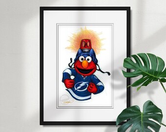 Tampa Bay Lightning Elmo Print - NHL & Sesame Street Licensed Art by S. Preston