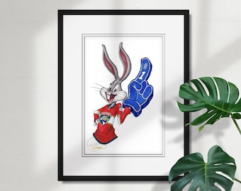 Bugs Bunny Florida Panthers Sketch Print - NHL and Looney Tunes Licensed Art Wall Decor Poster Print by S. Preston